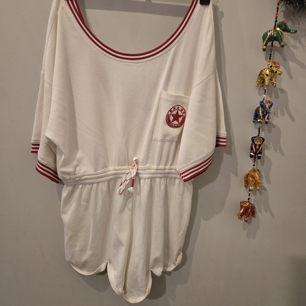Anthropologie White and Red Romper